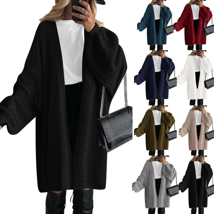 Damen Oversize Strickcardigan mit weiten Ballonärmeln und offener Front Drune