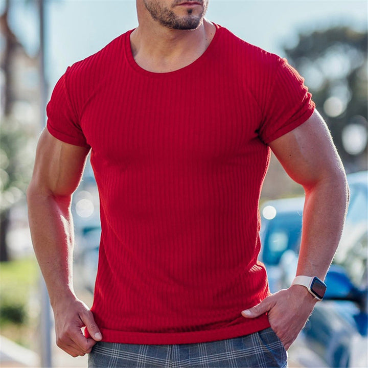 Herren figurbetontes Kurzarmshirt mit Rippstruktur Drune
