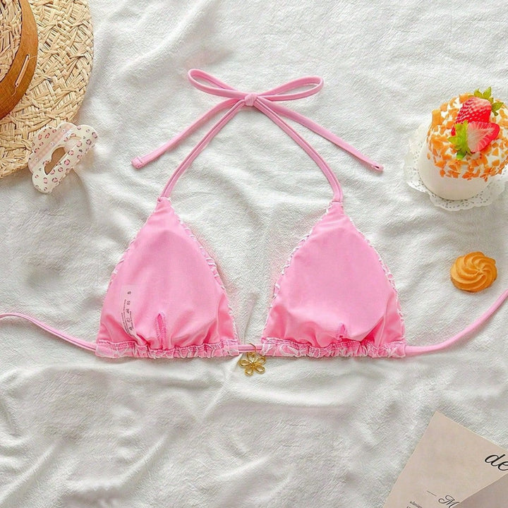 Damen Triangel-Bikini mit Blumenstickerei Drune