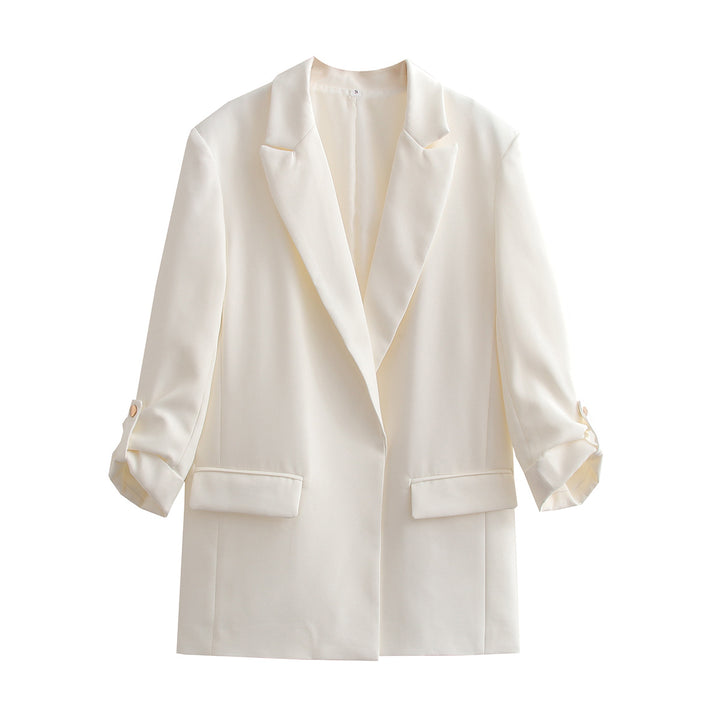 Damen Oversize Longline Blazer mit Dreiviertel-Ärmeln und Reverskragen Drune
