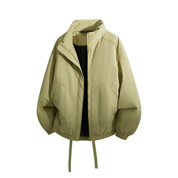 Herren Übergroße Windbreaker-Bomberjacke mit Kordelzug und Stehkragen Drune