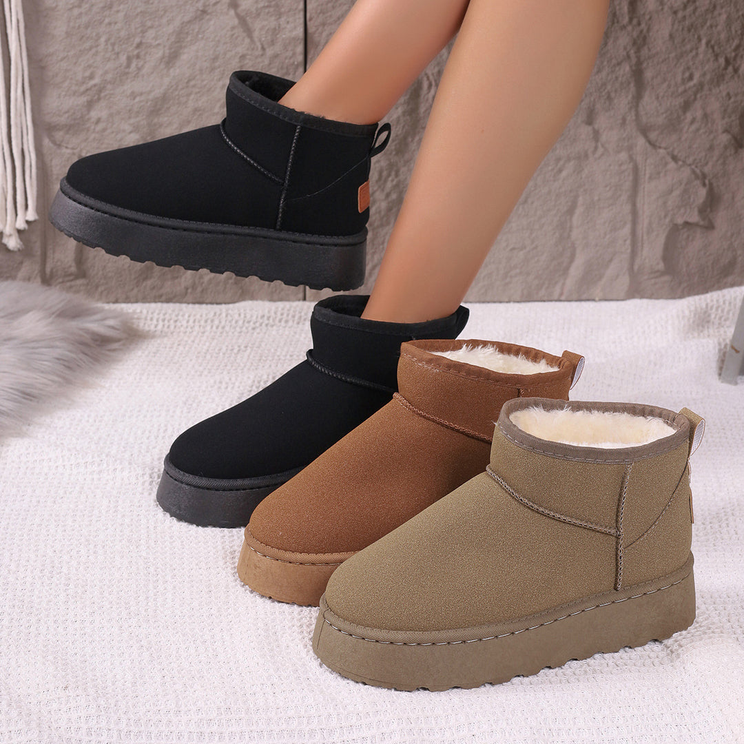 Damen Gefütterte Kurzstiefel mit Plateau‑Sohle und Velours‑Optik Drune