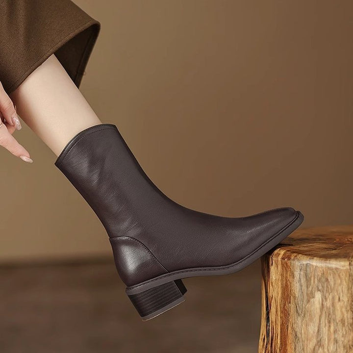 Damen Elegante Stiefeletten mit schmalem Fuß und Blockabsatz Drune