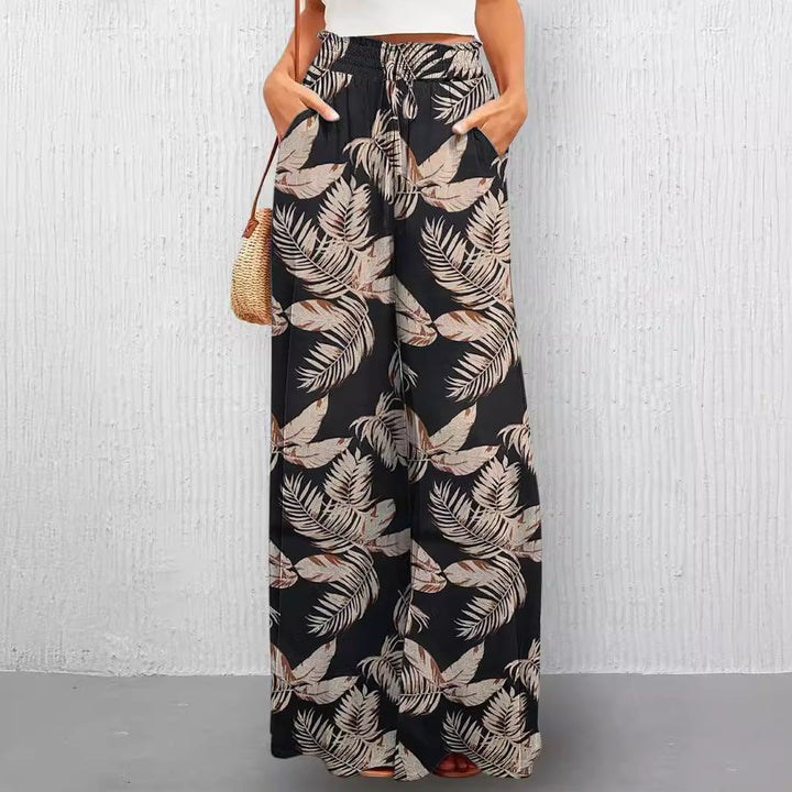 Damen Weite Sommerhose mit buntem Blumenmuster Drune