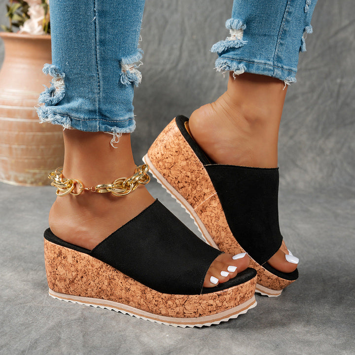 Damen Wedge-Pantoletten mit wildem Leopardenmuster und komfortabler Korksohle Drune