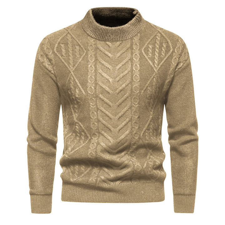 Herren Strukturierter Mockneck-Strickpullover mit Zopf- und Chevron-Muster Drune