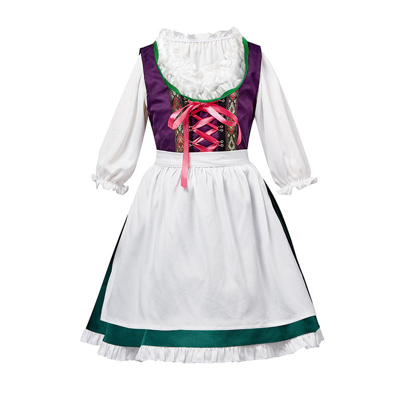 Damen nan dreiteiliges Trachtenkleid Dirndl Kostümset mit Schnürung, tailliertem Rock und abnehmbarer Carmenbluse Drune