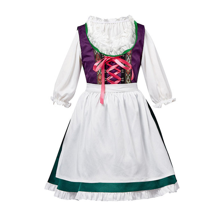 Damen nan dreiteiliges Trachtenkleid Dirndl Kostümset mit Schnürung, tailliertem Rock und abnehmbarer Carmenbluse Drune