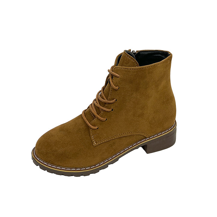 Damen modische Ankle-Stiefel aus Wildleder mit zusätzlichem Reißverschluss und leichter Profilsohle Drune