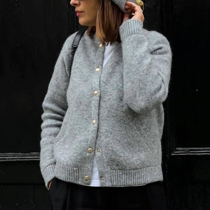 Damen Kuscheliger Strickcardigan mit Knopfleiste und Taschen Drune