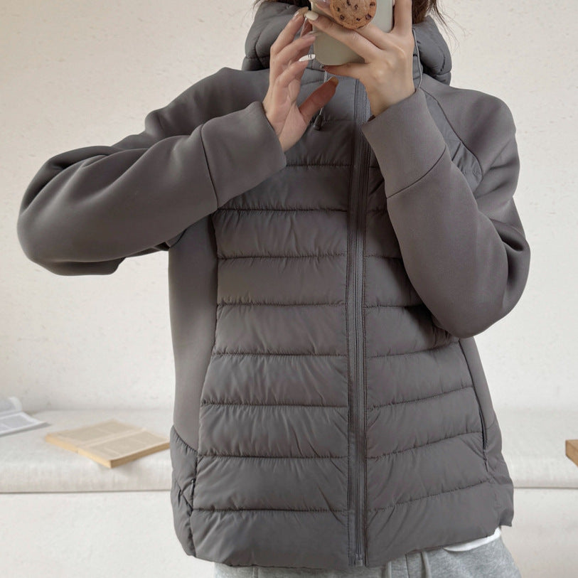 Damen Innovative Hybridjacke mit hohem Kragen und abnehmbarer Kapuze Drune