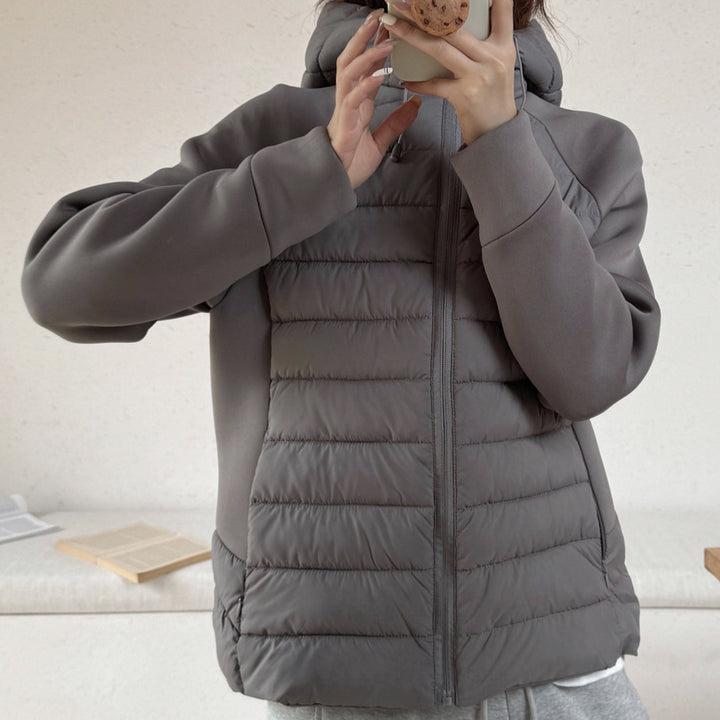 Damen Innovative Hybridjacke mit hohem Kragen und abnehmbarer Kapuze Drune