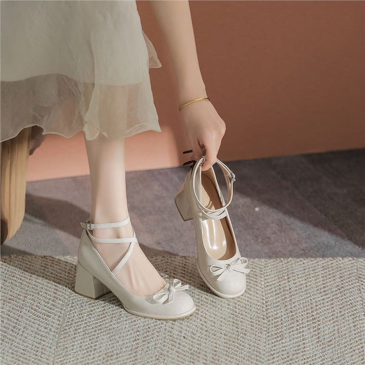 Damen elegante Ballerina-Pumps mit verstellbarem Fesselriemen und Schnürung Drune