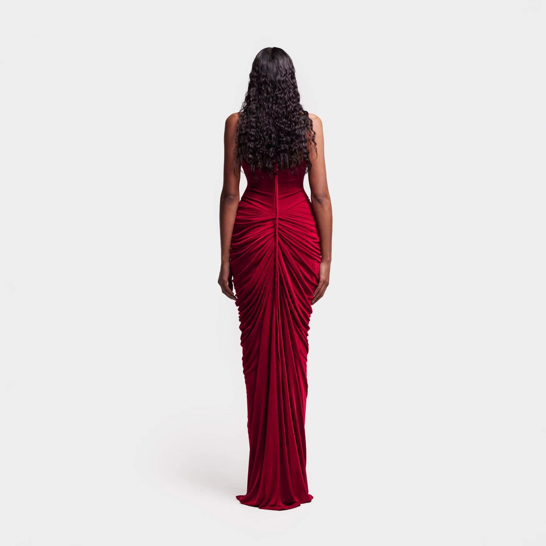 Damen Elegantes Maxikleid mit raffiniertem Rüschen-Design Drune
