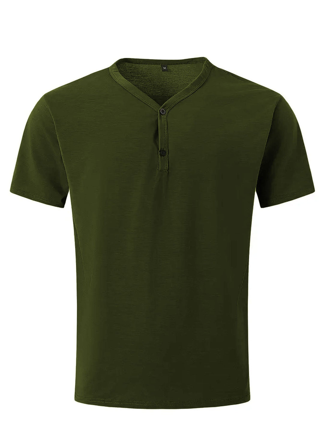 Herren nan kurzärmeliges Henleyshirt mit V-Ausschnitt und Zweiknopfleiste aus Baumwollmix Drune