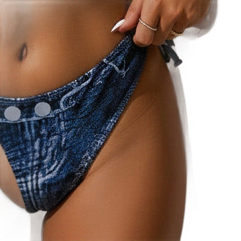 Damen Triangel-Bikini mit Denim-Optik Drune