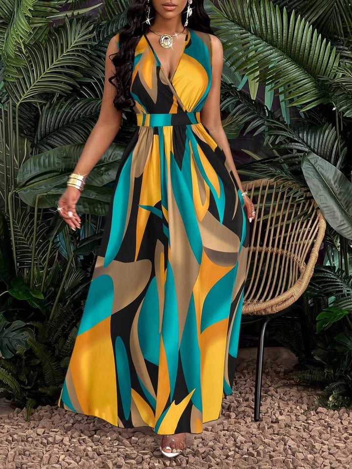 Damen Maxi-Kleid mit elegantem V-Ausschnitt Drune