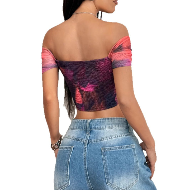 Damen Off-Shoulder Top mit Raffungen und floralem Design Drune