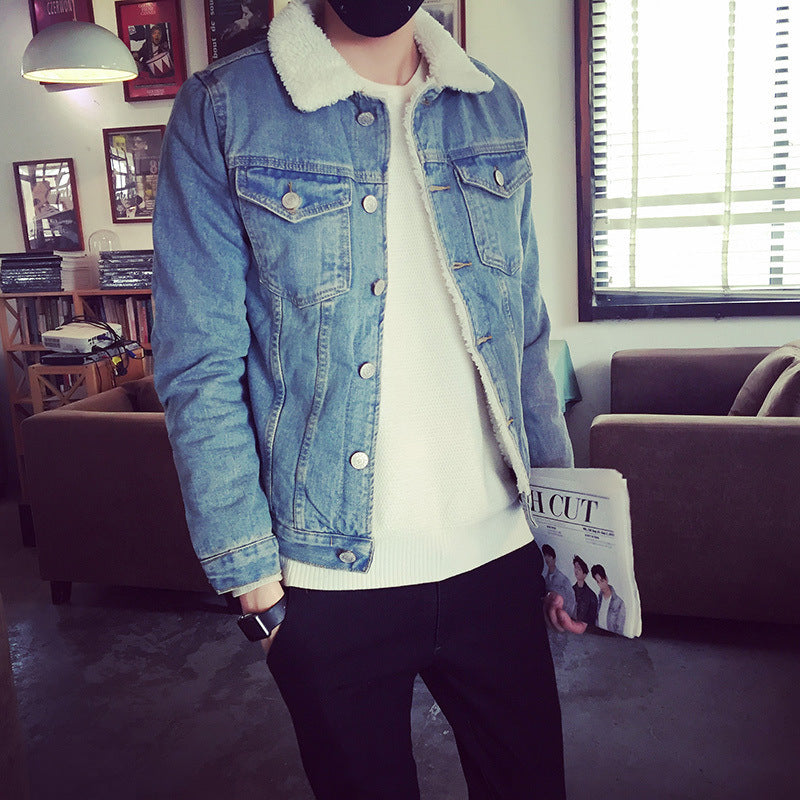 Herren Denimjacke mit Kunstfellkragen Drune