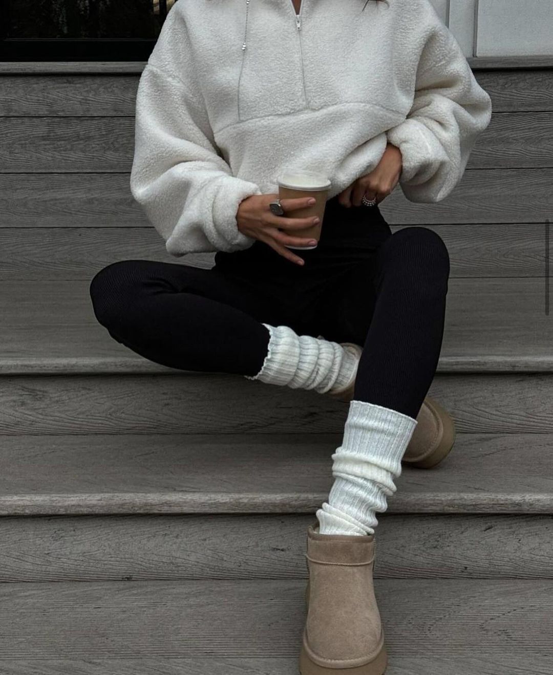 Drune | Sherpa Halb Reißverschluss Stehkragen Sweatshirt