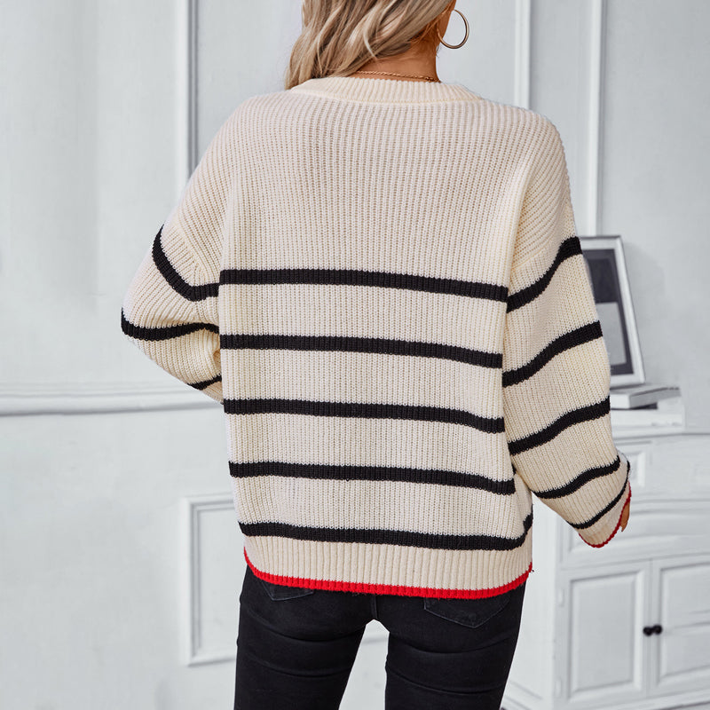 Drune | Gestreifter Strickpullover Mit Weichem Material