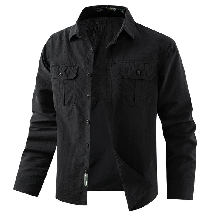 Herren nan leichtes UV-Schutz Outdoor-Hemdjacke mit atmungsaktivem Mesh-Futter, Klappentaschen und schnell trocknender Webstruktur Drune
