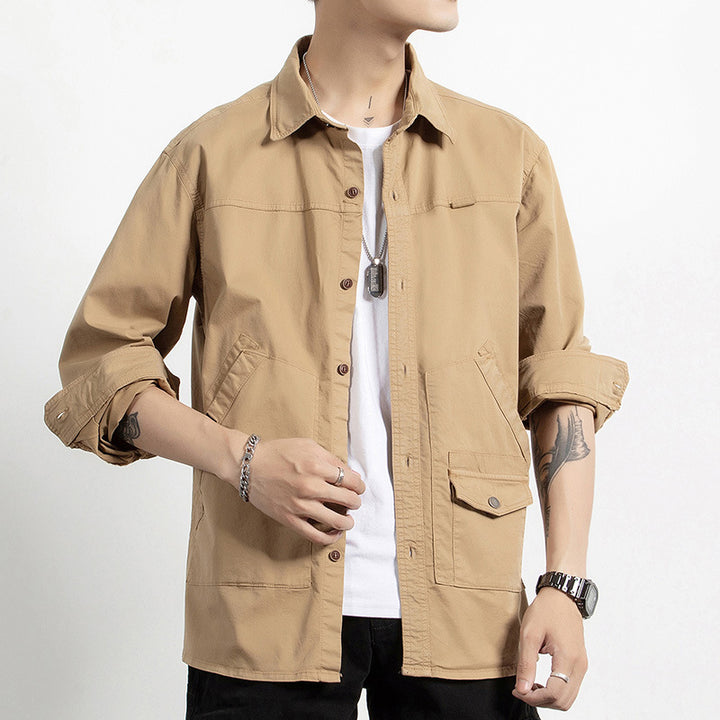 Herren Utility-Hemdjacke aus robustem Baumwoll-Twill mit Mehrfachtaschen Drune
