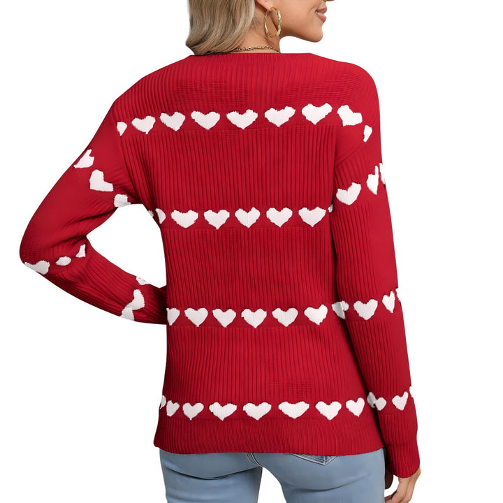 Damen Strickpullover mit Herzmuster Drune
