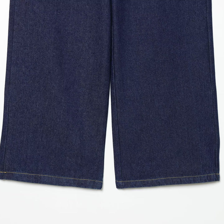 Damen Hochtaillierte Jeanshose kurz geschnitten mit weitem Bein und Fünf‑Taschen‑Schnitt Drune