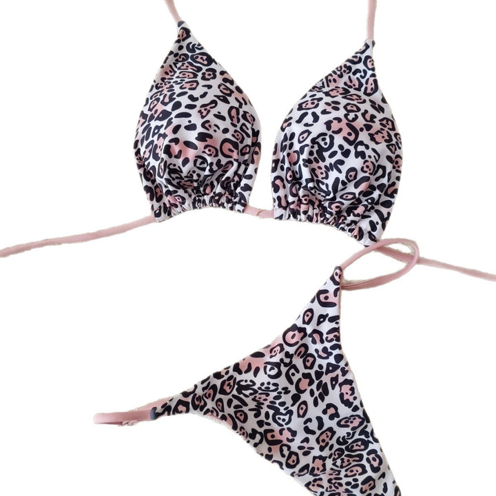 Damen Triangel-Bikini mit animalischem Muster und modischen Schnürdetails Drune
