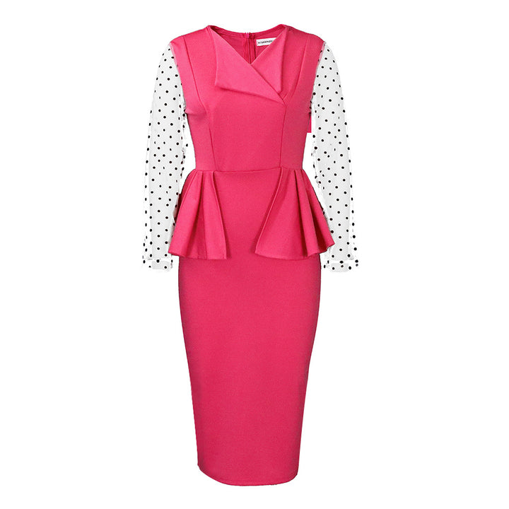 Damen Elegantes Business-Kleid mit Puffärmeln Drune