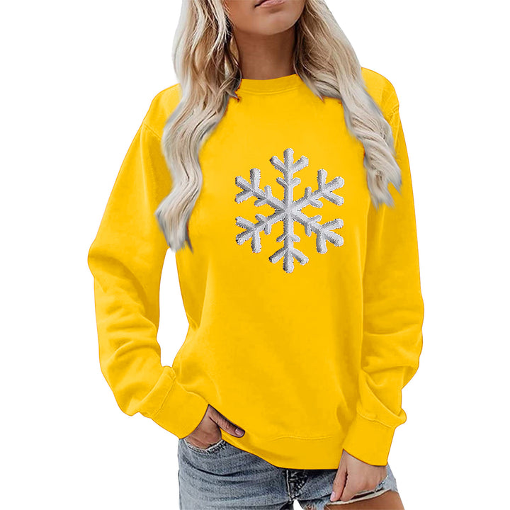 Damen Sweatshirt mit funkelndem Schneeflockenmotiv und lässigem Schnitt Drune