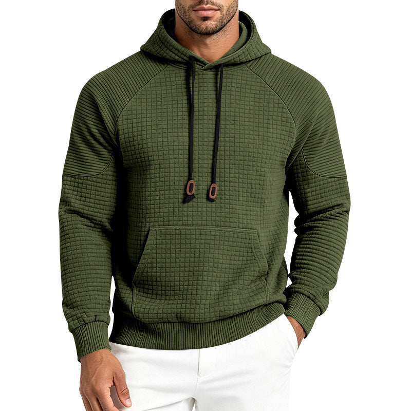 Herren Strukturierter Kapuzenpullover aus Waffeljersey mit Kängurutasche und Raglanärmeln Drune