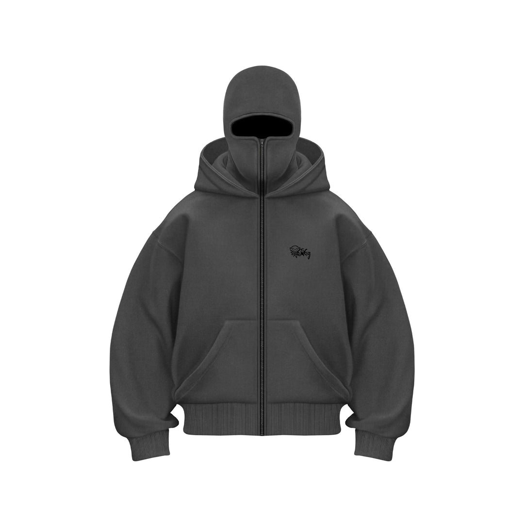 Unisex Kapuzen-Sweatjacke mit vollem Reißverschluss und enganliegender Kapuze Drune