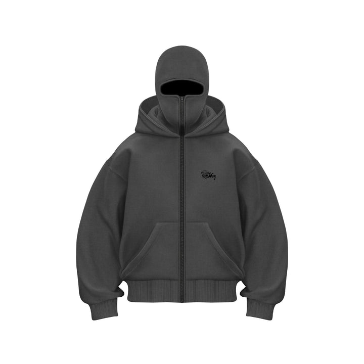 Unisex Kapuzen-Sweatjacke mit vollem Reißverschluss und enganliegender Kapuze Drune