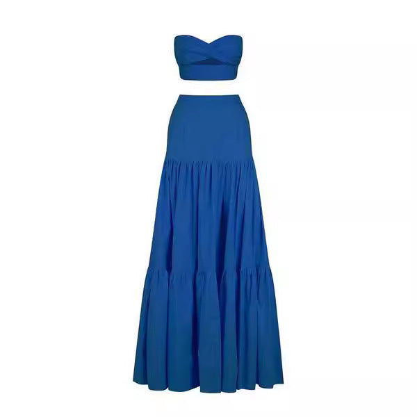 Damen Sommerliches Crop Top und Maxi Rock Set Drune