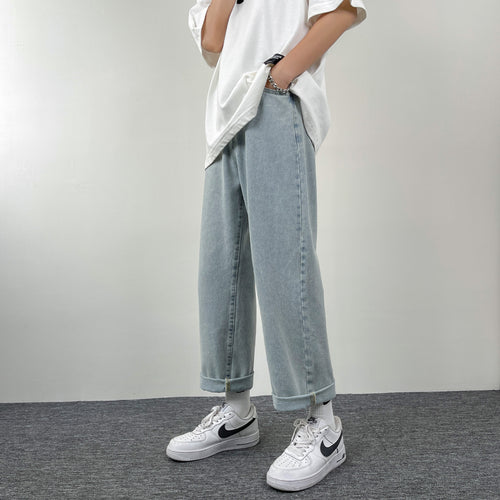 Herren Superweit geschnittene Straight‑Baggy‑Jeans aus schwerem schwarzem Denim mit elastischem Saum Drune