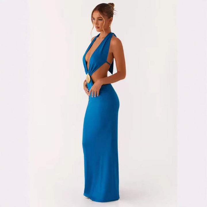 Damen Elegantes und verführerisches Abendkleid mit tiefem V-Ausschnitt und Cut-Out-Design Drune