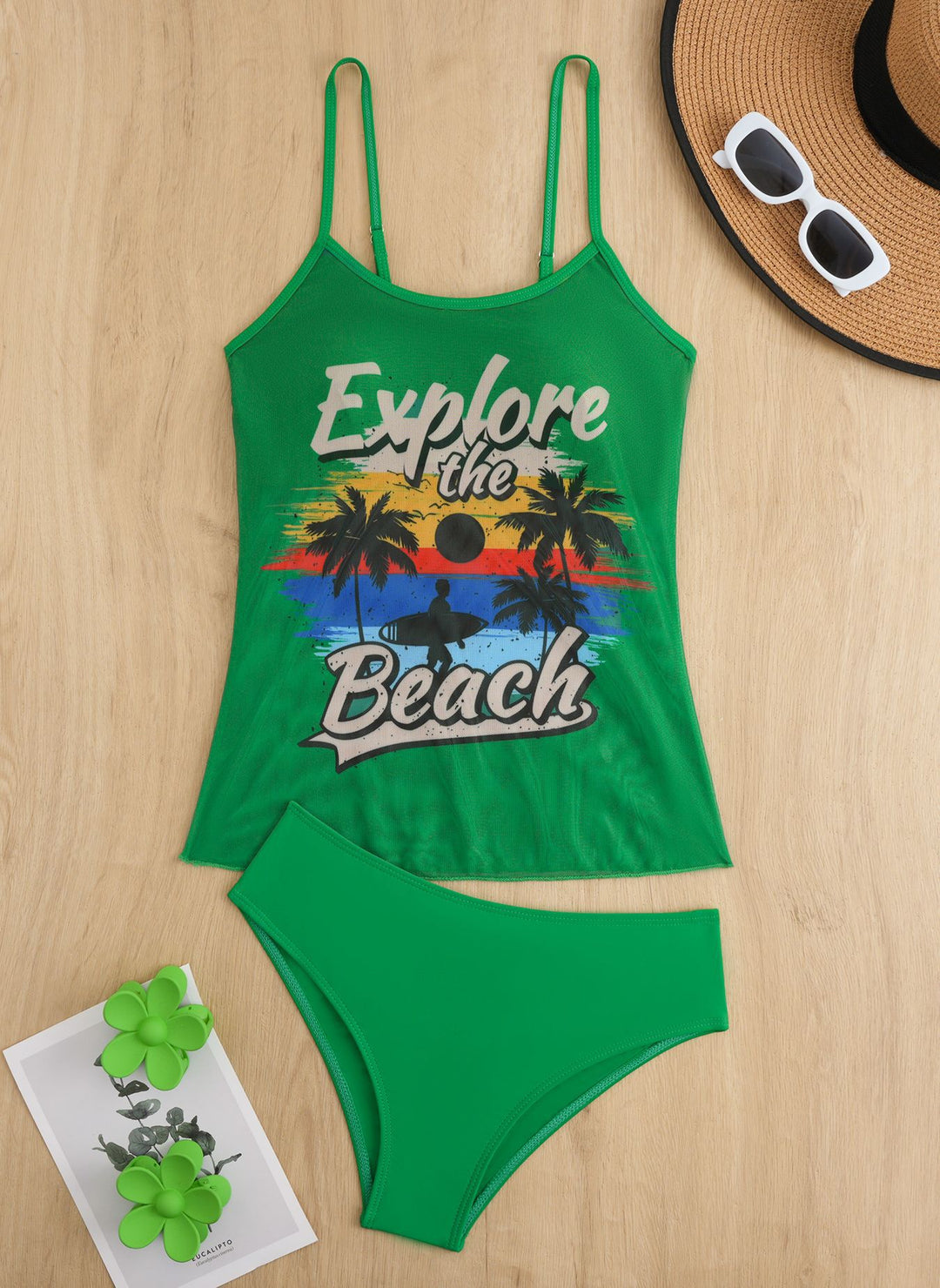 Damen Sportliches Tankini-Set mit trendigem Druck Drune