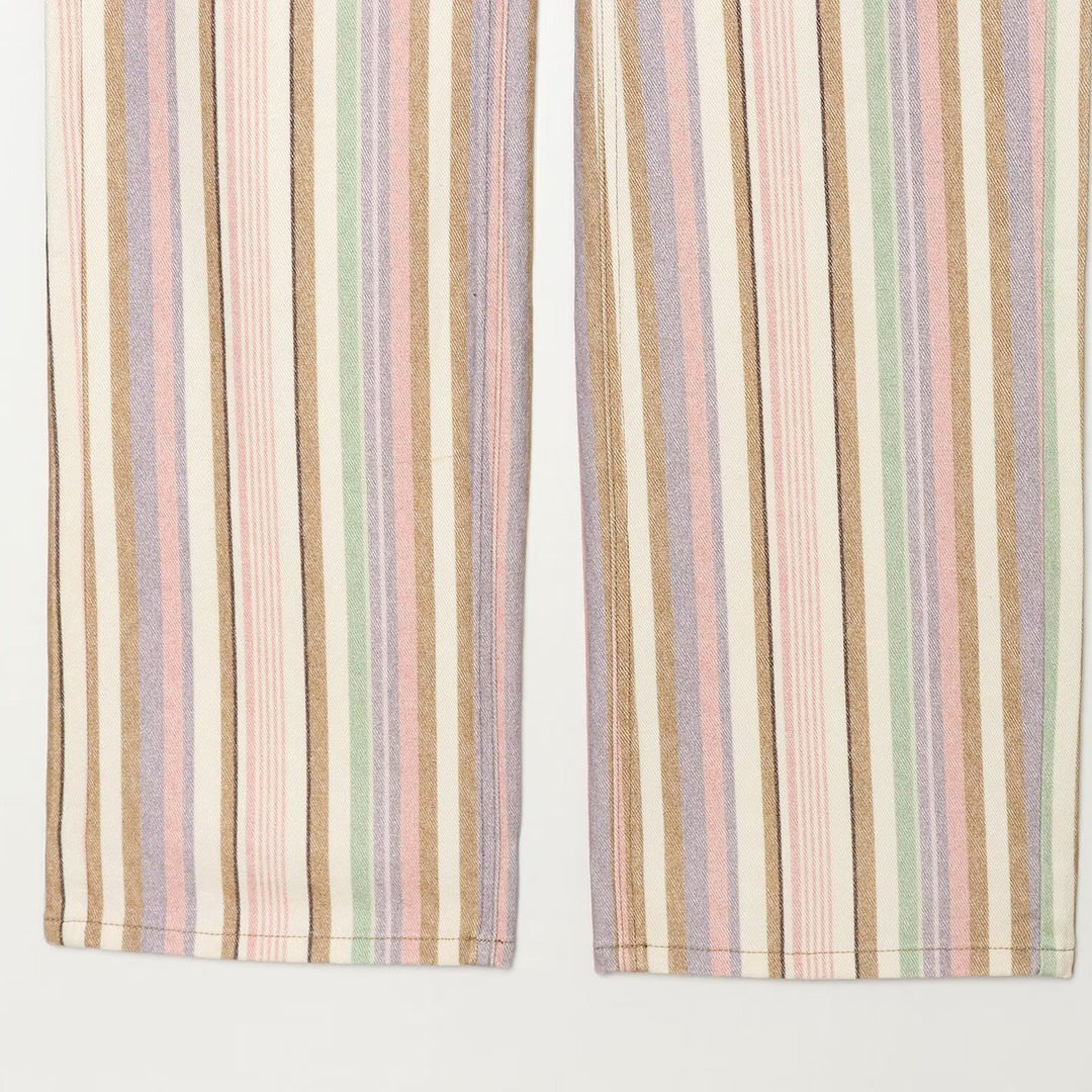 Damen Weite High-Waist-Jeans mit Längsstreifenmuster Drune