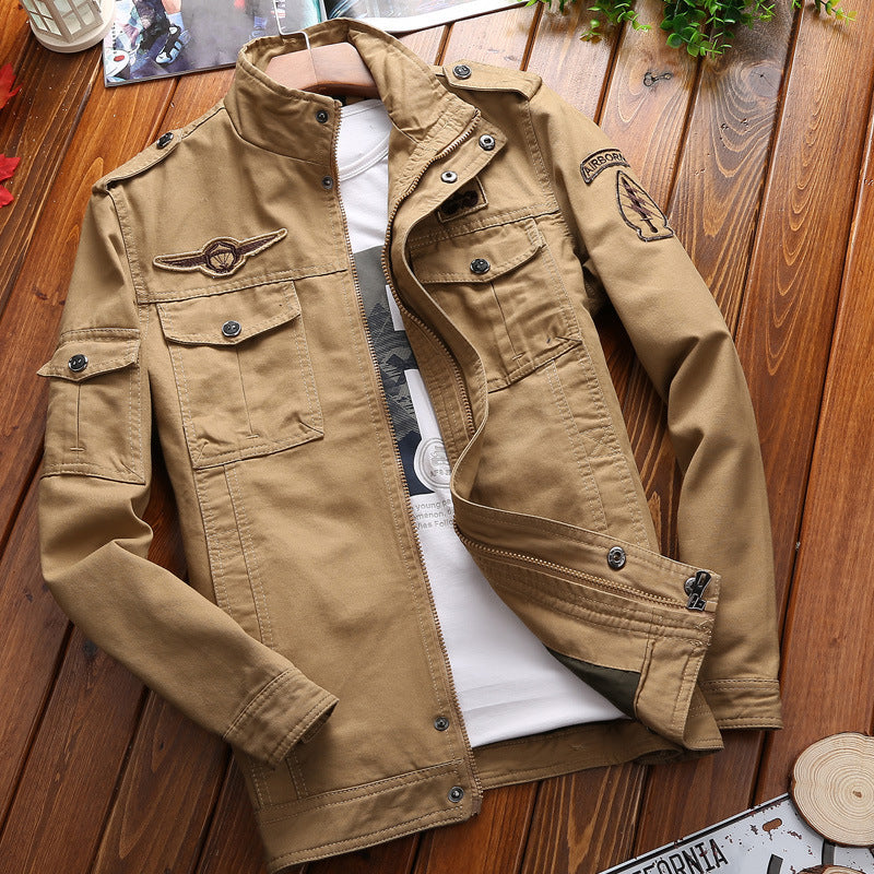 Herren nan Canvas-Pilotjacke mit Schulterpatten, aufgesetzten Klappentaschen und verstärkter Frontpartie Drune