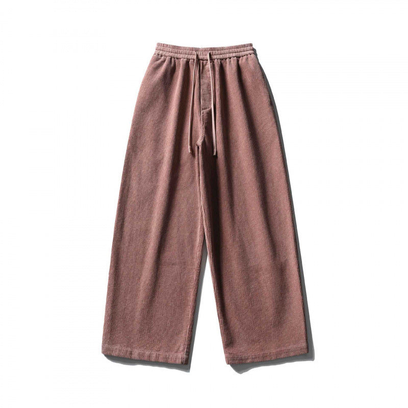 Unisex Weite Cordhose im Relaxed-Fit mit elastischem Bund, Tunnelzug und geradem Bein Drune