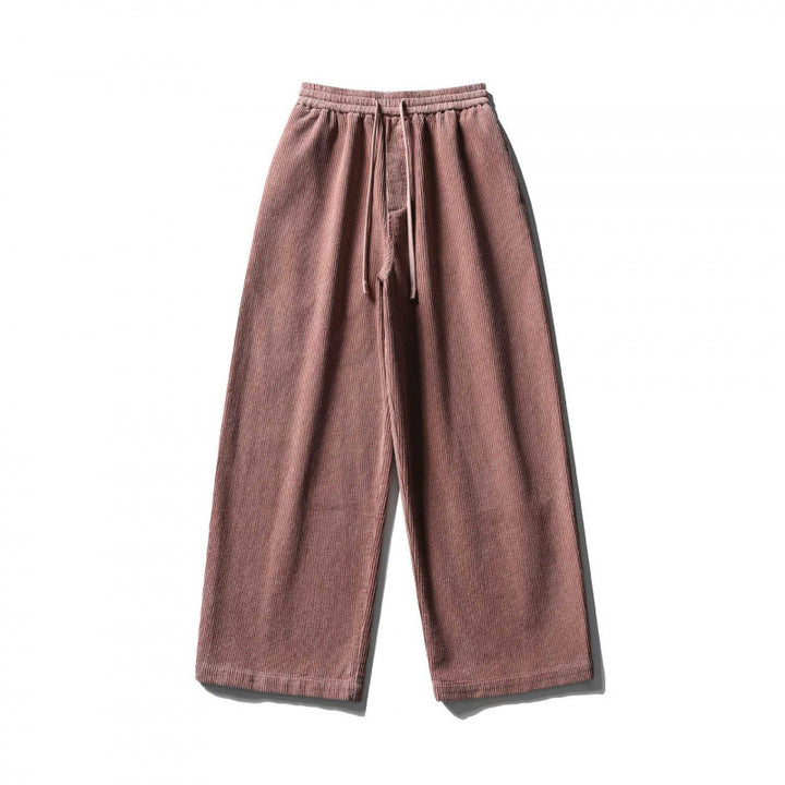 Unisex Weite Cordhose im Relaxed-Fit mit elastischem Bund, Tunnelzug und geradem Bein Drune