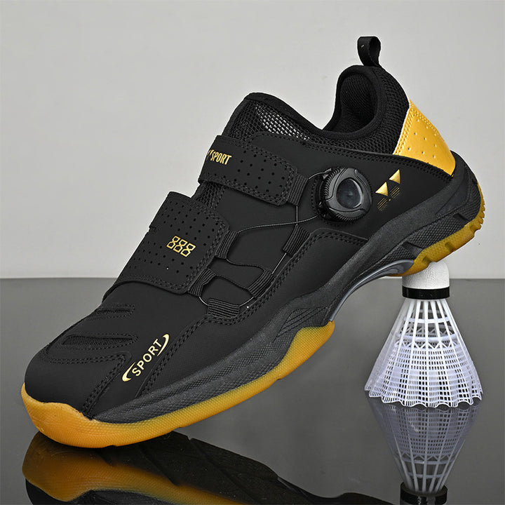 Unisex leichte Badminton‑Hallenschuhe mit rutschfester Gummilaufsohle, doppelte Klett‑Fixierung und Drehverschluss Drune