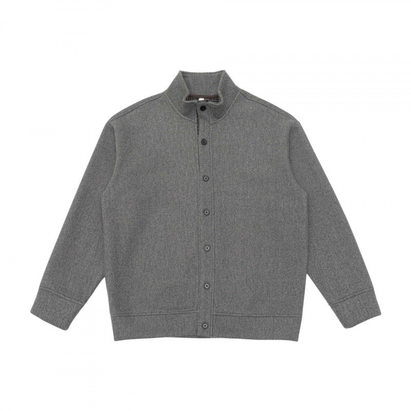 Unisex Boxy-Strickcardigan mit Stehkragen und durchgehender Knopfleiste Drune