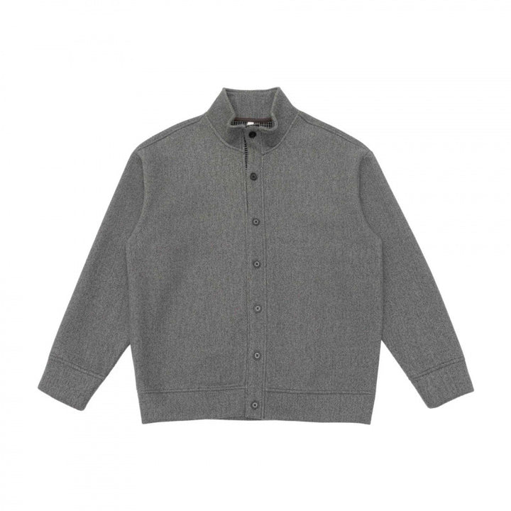 Unisex Boxy-Strickcardigan mit Stehkragen und durchgehender Knopfleiste Drune