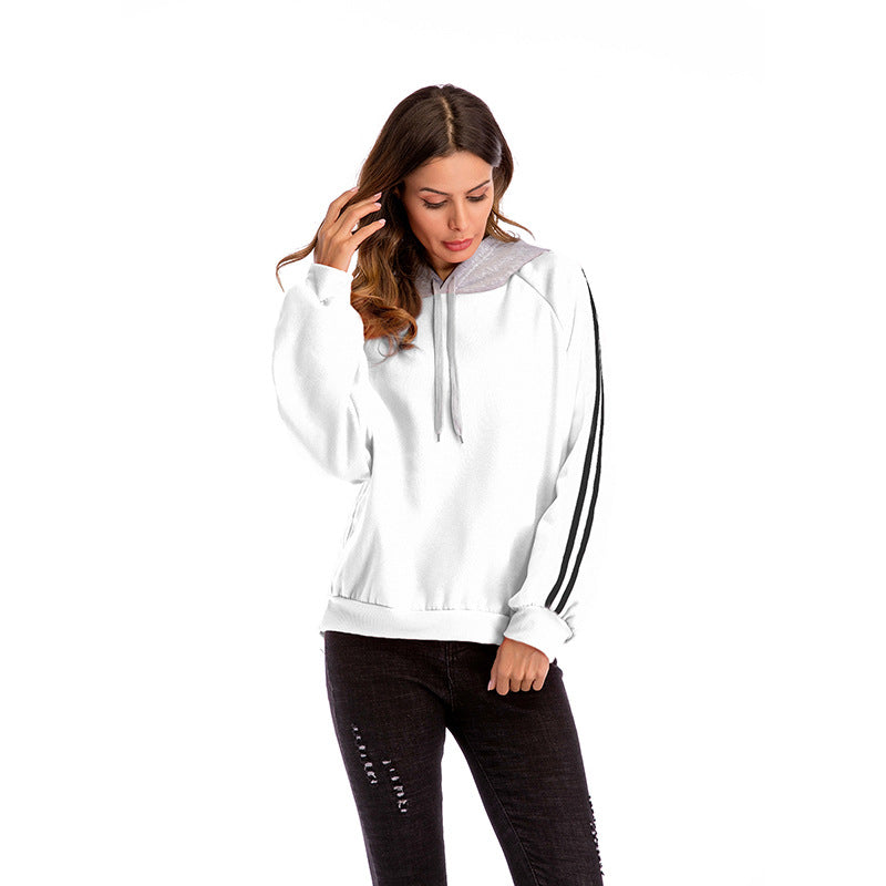Damen modischer Kapuzenpullover mit kontrastierenden Ärmeln und lässigem Schnitt Drune