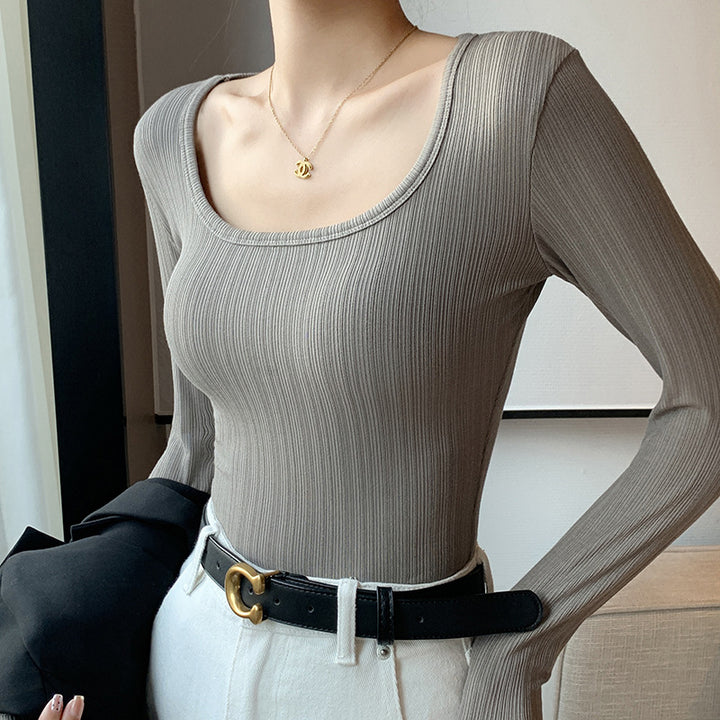 Damen Langarm Rippshirt Drune