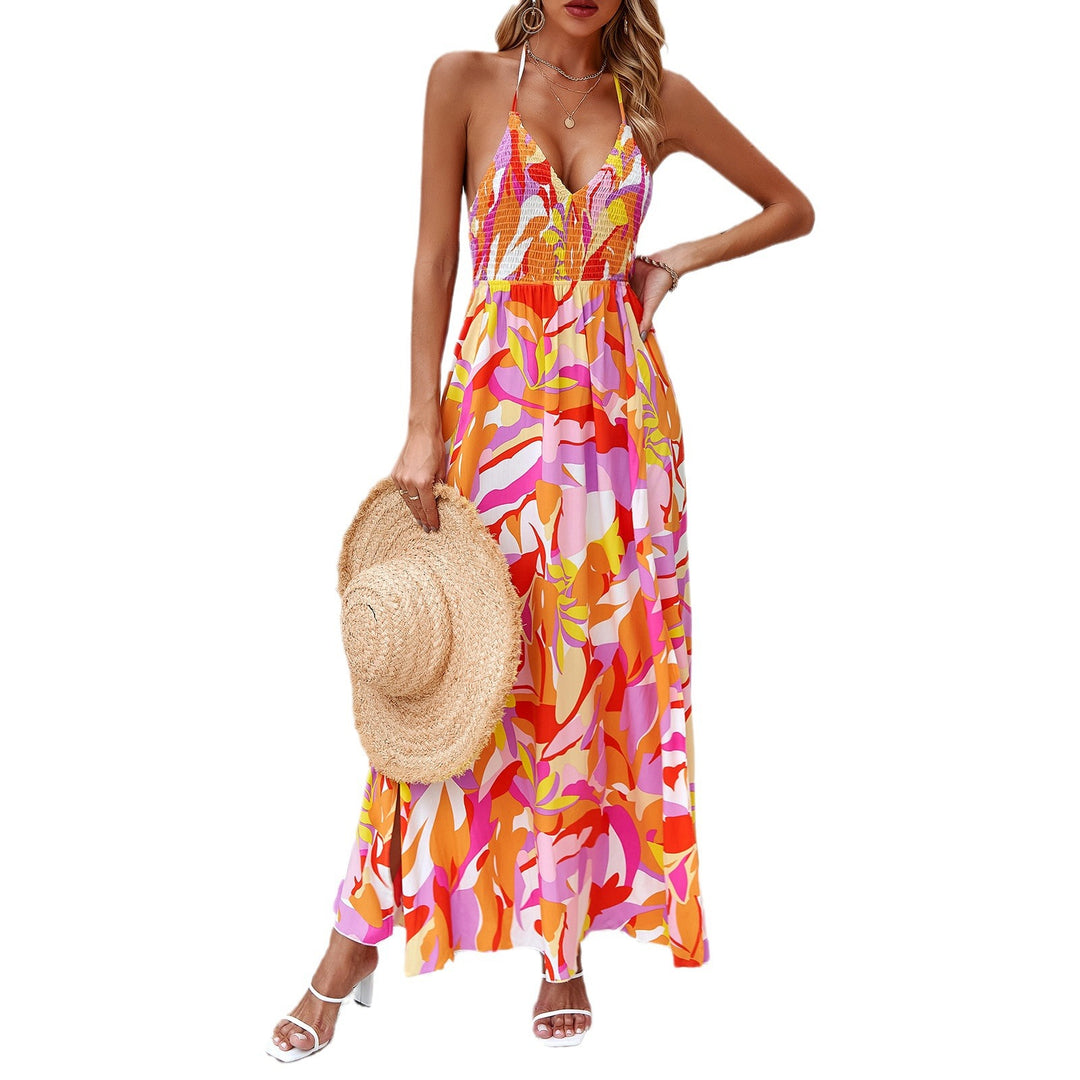 Damen Maxikleid mit tiefem V-Ausschnitt und seitlichem Schlitz Drune