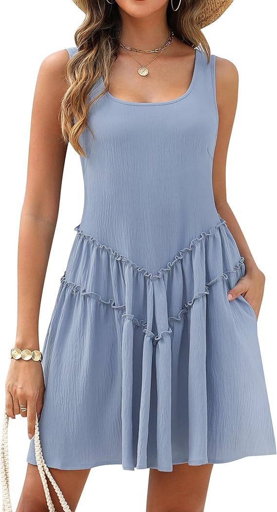 Damen luftiges Sommerkleid mit Rüschendesign Drune